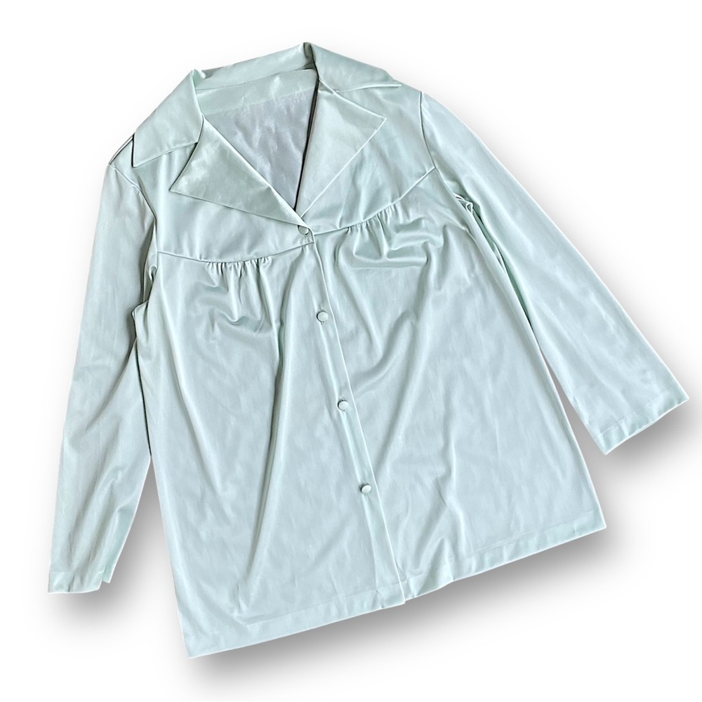 Vintage Vanity Fair Light Mint Green Button-Front Sleep Shirt